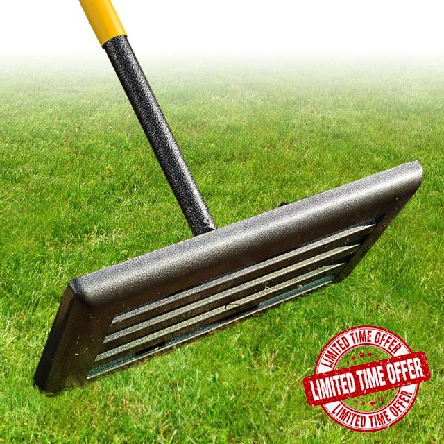 Professional Lawn Leveling Rake with 17x10in Heavy-Duty Stainless Steel Head & 72" Adjustable Handle - Grass Leveling Tool for Quick Soil Grading