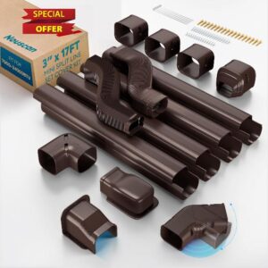 Mini Split Line Set Cover: 3" 17Ft Line Set Cover Kit for Minisplit with Flexible Duct
