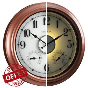 CLXEAST 18 Inch Illuminated Outdoor Indoor Clocks with Smart Sensor