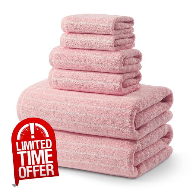 ecolook Premium Bath Towel Set of 6 Pieces – 100% Cotton