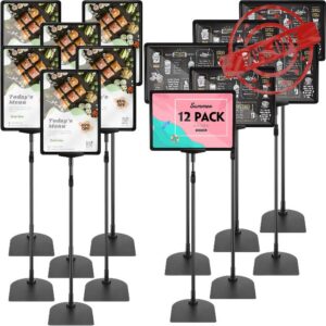 Wesiti 12 Pack Adjustable Poster Stand Holder Floor Standing Display Sign Holder for Advertising Business Menu Stand Vertical and Horizontal View Sign Displayed Black (8.5 x 11 Inch)