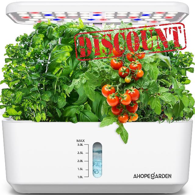 Ahopegarden Indoor Garden Hydroponics Growing System: 10 Pods Plant Germination Kit Herb Vegetable Growth Lamp Countertop with LED Grow Light - Hydrophonic Planter Grower Harvest Lettuce
