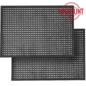 Anti Fatigue Rubber Mats - 2 Pack Restaurant Kitchen Non-Slip Bar Floor Entry Door Drainage Mats - Indoor/Outdoor Use - 36 x 60 Inches