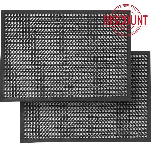 Anti Fatigue Rubber Mats - 2 Pack Restaurant Kitchen Non-Slip Bar Floor Entry Door Drainage Mats - Indoor/Outdoor Use - 36 x 60 Inches