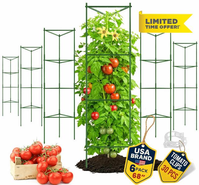 68" Tomato Cage - Trellis Stakes and Plant Support Structures for Vegetables and Climbing Plants - Tall Tomato Cages for Garden