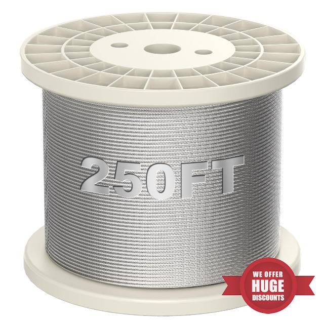 BLIKA 250FT 3/16" Stainless Steel Cable