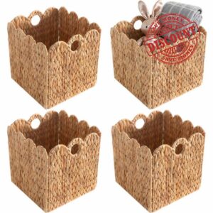 Scalloped Wicker Storage Cubes Basket