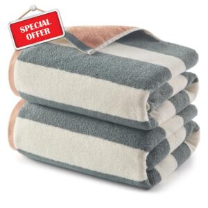 REDKISS 2 Pack Extra Large Striped Bath Towels