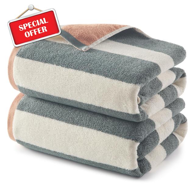 REDKISS 2 Pack Extra Large Striped Bath Towels