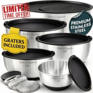 Baker's Signature Stainless Steel Mixing Bowls with Lids Set