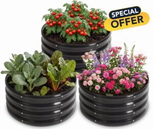 3 PCS Round Raised Garden Bed 2x2x1 ft