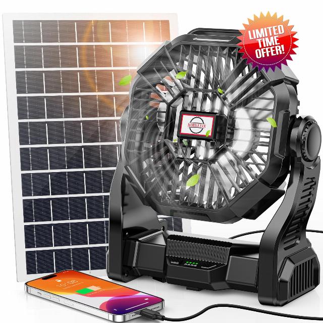 20000mAh Solar Fan with LED Lantern
