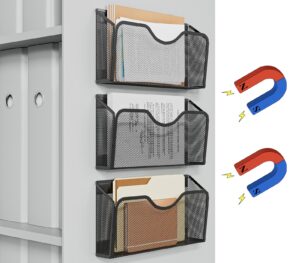JANE EYRE Magnetic File Holder - 3PCS File Paper Mail Organizer No Drilling Magazine Paper Document Holder/Magnetic Hanging File Organizer for File Cabinets