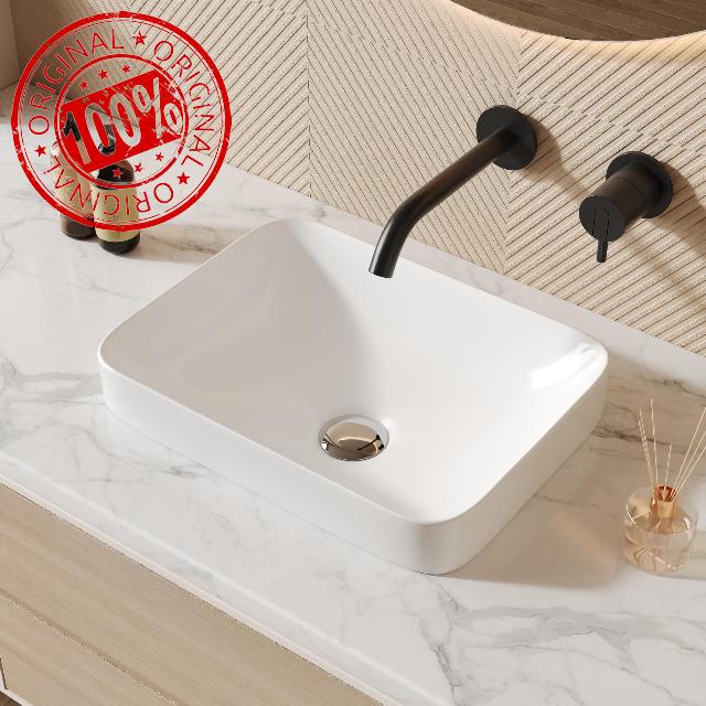 DeerValley Horizon 15.94'' x 12.01'' Rectangular Semi Recessed Bathroom Vessel Sinks for Bathroom Modern Bath Sink Bowl Vanity Sink Above Counter Basin DV-1V0346
