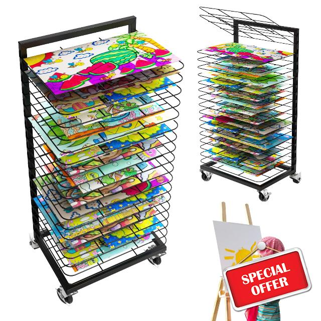 Art Drying Rack for Painting 18 Removable Shelves(A3) Metal