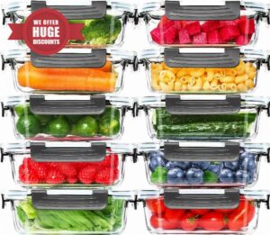 Skroam 10 Pack Glass Meal Prep Containers