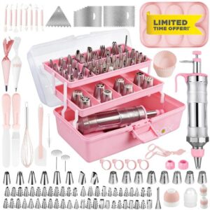 Gawren-H&E 209 PCS Baking Supplies-Cake Decorating Kit with Dessert Decorating Syringe Set