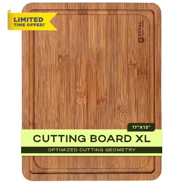 ROYAL CRAFT WOOD Wooden Cutting Board - Bamboo Cutting Boards with Juice Groove - Kitchen Chopping Board for Meat Cheese and Vegetables