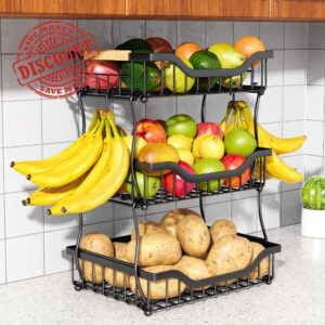 OKZEST 3-Tier Fruit Basket Fits Under Standard Upper Cabinet