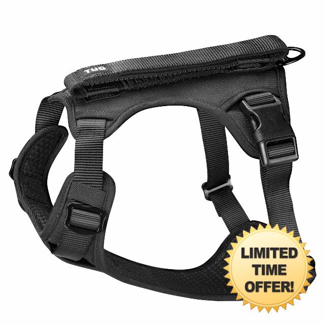 TUG Grab Dog Harness | Integrated Traffic Leash Magnetically Attached for Quick Control (Small/Black)