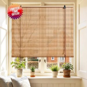 Bamboo Blinds 36x72 inch Bamboo Roman Shades for Indoor Windows Outdoor Patio