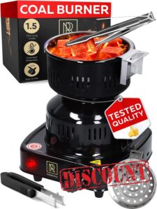 Charcoal Burner - Multipurpose Electric Charcoal Starter Approved Electric Stove - Coconut Coals Lighters with Tongs - 450W Electric Charcoal Lighters with 304 Stainless Steel