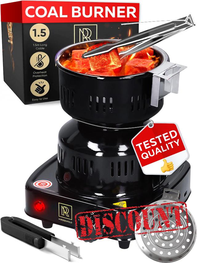 Charcoal Burner - Multipurpose Electric Charcoal Starter Approved Electric Stove - Coconut Coals Lighters with Tongs - 450W Electric Charcoal Lighters with 304 Stainless Steel