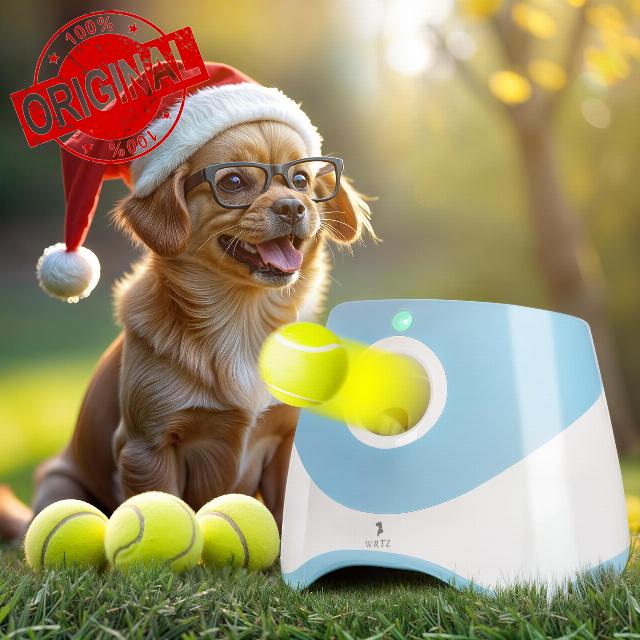Automatic Dog Ball Launcher for Small Dogs – Dog Ball Thrower Fetch Machine - Indoor Outdoor Interactive Toy with 3 Mini Tennis Balls 2 Inch