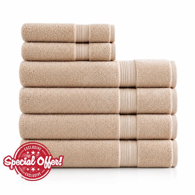 Ultrasoft Spa Bundle – 100% Long Staple Premium Cotton | 600 GSM Ultra Soft Bath Towel | Refined Terry Weave for High Absorbency & Quick Dry (Sand