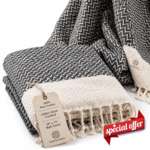 Madamelique Oversized Bath Towel 39"x71" - Pure Premium Cotton Large Bath Towel for Adults - Sand-Free