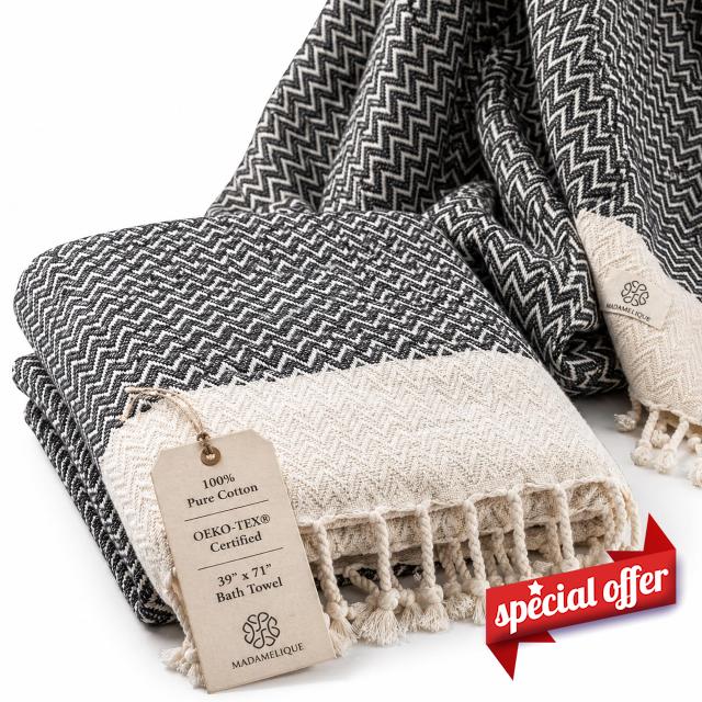 Madamelique Oversized Bath Towel 39"x71" - Pure Premium Cotton Large Bath Towel for Adults - Sand-Free