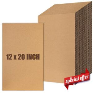 Feifeiya 30 Pack Corrugated Cardboard Sheets 12 x 20 Inch Large Flat Cardboard Sheets Packaging Inserts Flat Square Inserts for Shipping Packing Mailing Crafts