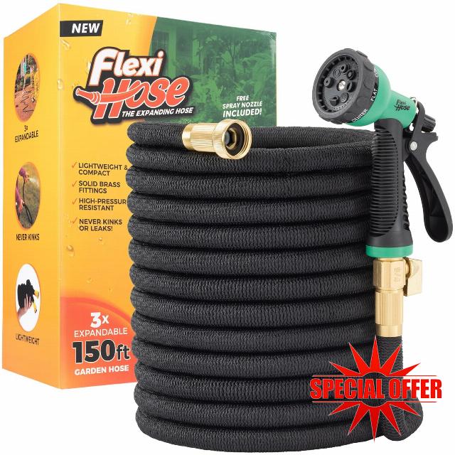 Flexi Hose Expandable Garden Hose with 8 Function Nozzle