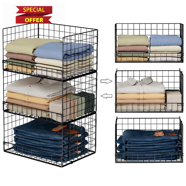 Yociyoga 3-Tier Stackable Closet Organizers and Storage Shelves