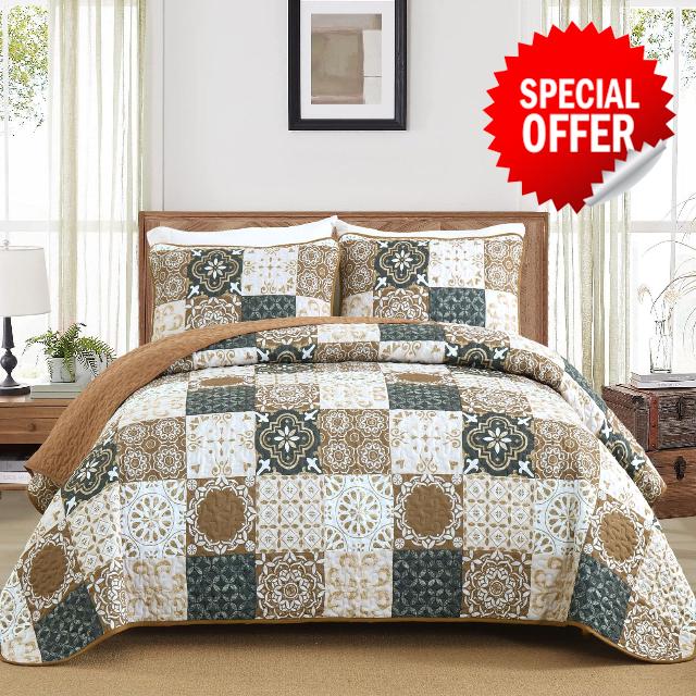 Dobuyly Brown Quilt Set Full Size