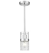 LMS 4-Light Island Lights, Farmhouse Light Fixtures with Hammered Glass Shade, Matte Black Linear...