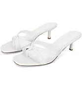 Dsevht Gold Kitten Heel Sandals for Women Flip Flop Strappy Mule heels Rounded Open Toe Heeled Th...