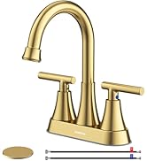Hurran 4 inch Bathroom Faucets with Pop-up Drain and 2 Supply Hoses, Stainless Steel Lead-Free 2-...