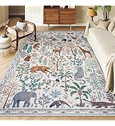 OJIA Jungle Print Washable Area Rugs 5x7, Soft Modern Rugs for Living Room Ultra-Thin Non-Sheddin...