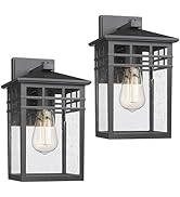 Outdoor Light Fixture Wall Mount, Rustic Exterior Lights Fixture Wall Sconces with Seeded Glass f...
