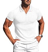 Mens V Neck t Shirts Slim Fit Muscle Polo Shirts for Men Short Sleeve Dry Fit Golf Shirts Casual ...