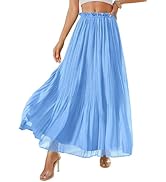 PRETTYGARDEN Long Skirts for Women Summer Vacation Outfits 2026 Spring Chiffon Elastic Waist Flow...