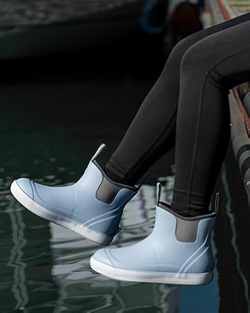 Trudave Women's Deck Boots, Anti-slip Ankle Rain Boot for Women Fishing Boots Waterproof Rubber G...