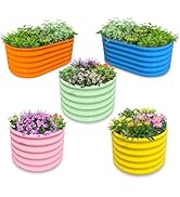 A ANLEOLIFE Kids Raised Garden Beds Outdoor (3-Pack)-40x24x18in Oval Round Galvanized Metal Plant...