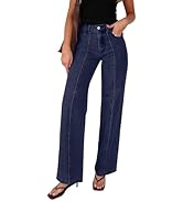NIMIN Womens Mid Waist Boyfriend Jeans Summer Casual Lounge Loose Straight Wide Leg Y2K Pants wit...