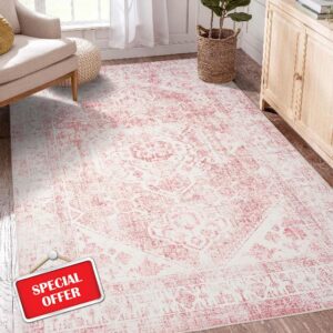 3x5 Washable Pink Area Rug
