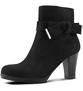 mysoft Women's Kitten Heel Ankle Boots Square Toe Booties Comfortable Dress Shoes with Side Zipper