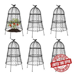 Pack of 6 Heavy-Duty Chicken Wire Plant Cloches – Rustproof Garden Protectors and Plant Cages for Vegetables and Flowers – Safeguard Plants from Deer and Critters – 20” x 12”