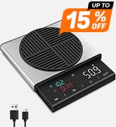 TIPRE Mini Espresso Coffee Scale with Timer & Flow Rate, 2kg/0.1g Precision Digital Coffee Scale,...