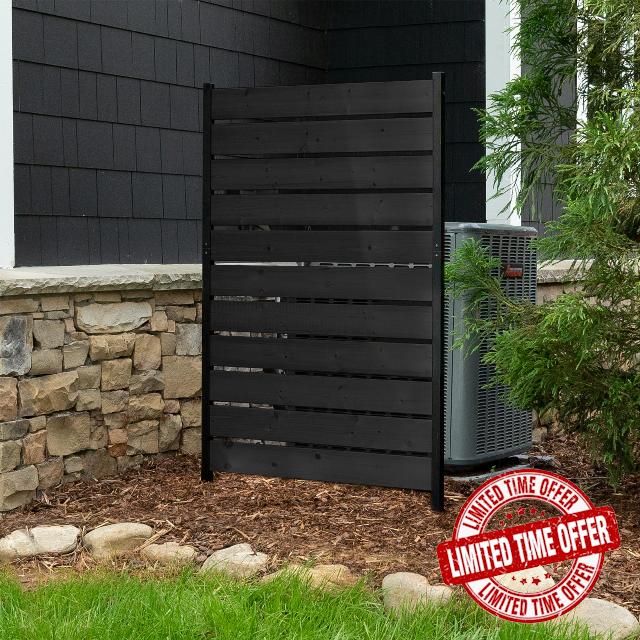 5ft H x 3.2ft W (1 Panel) No Dig Enclo Concord Charcoal Wood Privacy Screen